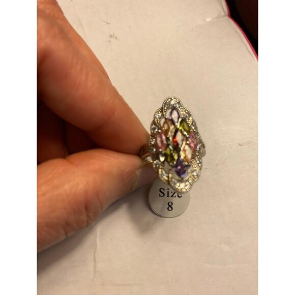 NWT Exquisite Multicolor cubic zirconia divert ring size 8 - Picture 5 of 10